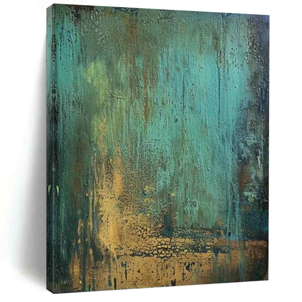 Gold_Teal_Abstract_Textured_Canvas_Artwork_8ICU9 wall art